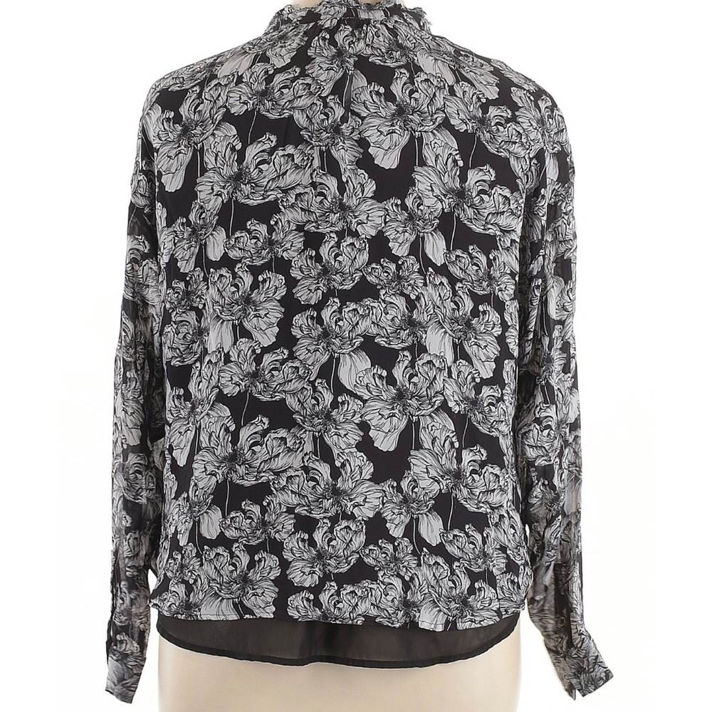 The Tavi Buttondown Blouse by Pilcro Floral Black and White Women's 1x - Picture 2 of 3